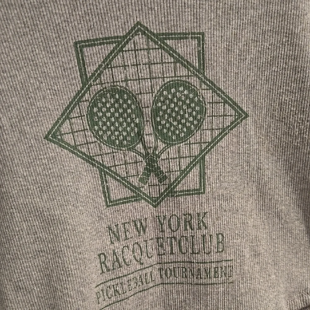 Gray Cropped Top with Green Graphic - Picture 2 of 5